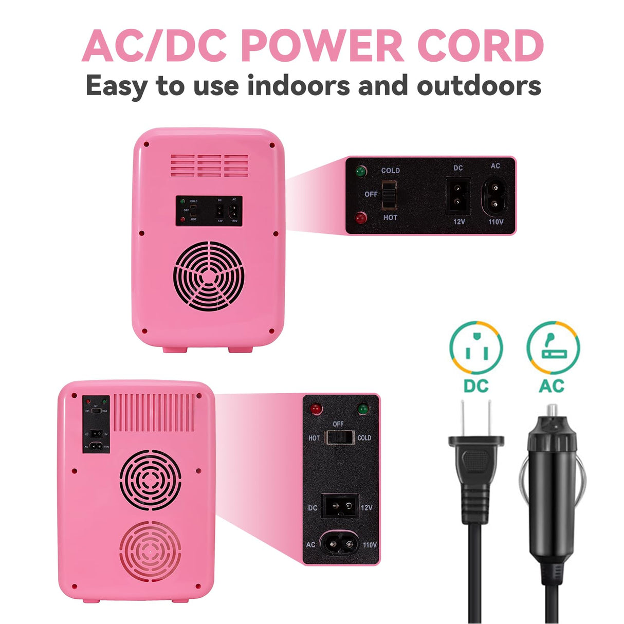 JOYSTAR 10 Liter/12 Cans Mini Fridge for Bedroom, Office, Dorm & Car, Portable Small Refrigerator for Skincare, Makeup, Beverage, Drinks, Thermoelectric Cooler & Warmer, Glass Door, Pink JOYSTAR