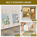 Gold Easel Stand for Sign - Heavy Duty Metal Freestanding Adjustable Display Stand (3-Tier), Large Professional Easel for Paintings, Artwork & Commercial Displays, Durable Exhibition Easel Semoprus
