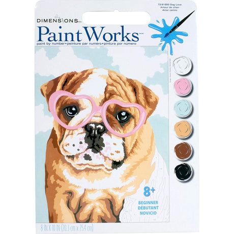 Dimensions , Dog Love, Paintworks Paint By Numbers Kit for Kids and Adults, 8'' x 10' Dimensions