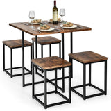 Giantex 5 Piece Dining Table Set, Dining Set for 4 with Square Stools, Small Kitchen Table Set with Metal Frame, Compact Design for Small Space, Home Kitchen Bar Pub Apartment Giantex