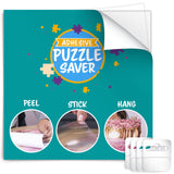 Peel and Stick Puzzle Glue for 2 1000 Peice Puzzles - 14 Puzzle Glue Sheets with 6 Self Adhesive Hangers | Puzzle Saver Peel and Stick | Puzzle Frame Kit | Puzzle Keeper PLAYVIBE