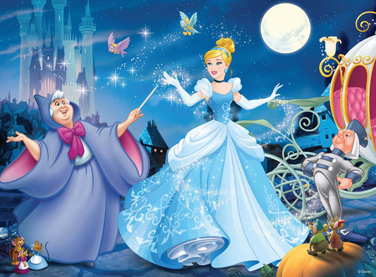 Ravensburger Disney Princess Cinderella Glitter Jigsaw Puzzle - 100 Unique Pieces Enhances Concentration & Creativity | Eco-Friendly | Ideal for Kids