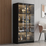 Homsee 4-Tier Black Bookcase with Glass Doors and LED Lighting Homsee