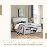 Farmhouse Queen Bed Frame with Sliding Barn Door Storage and Headboard by JXQTLINGMU JXQTLINGMU