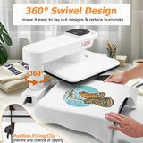 AKEYDIY 15x15 Heat Press, Dual Auto Heat Press Machine for T-Shirts, 360° Swing Away Heat Press with Auto Press Release for Sublimation Pillows, Canvas Bags, Puzzles, Coasters (15x15 White) AKEYDIY