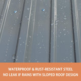 MUPATER Shed Outdoor Storage 10 x10 FT, Metal Shed Kit with Lockable Doors and Vents, Garden Furniture Tools Storage Shed House for Backyard, Patio and Lawn, Grey MUPATER