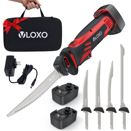 VlOXO Electric Fillet Knife - Cordless with 4 Stainless Steel Blades, Non-Slip Grip, Safety Lock, Includes Storage Case VLOXO