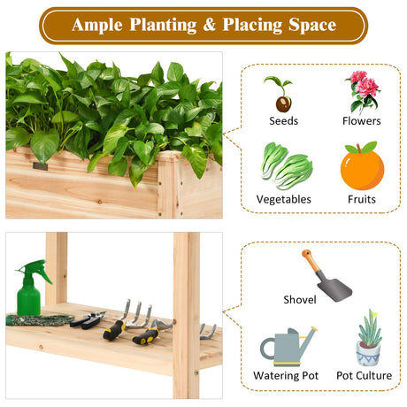S AFSTAR Raised Garden Bed with Storage Shelf, Elevated Cedar Wood Planter Box with Legs, Outdoor Gardening Planting Bed for Vegetables Flower Herb Grow, Great for Backyard Patio Lawn S AFSTAR