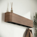 Kazai Wall-Mounted Coat Rack 'Toke' | Modern Design Coat Hanger with Hidden Wall Hooks | Solid Walnut Wood Veneer Panel Kazai.