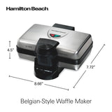 Hamilton Beach Belgian Mini Waffle Maker with Shade Control, Makes 2 at Once, Create Personalized Keto Chaffles and Hash Browns, Non-Stick Plates, Compact Design, Stainless Steel Hamilton Beach