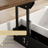 ONBRILL Farmhouse Lift Top Coffee Table with 2 Storage Drawers, Rustic Center Table with Large Hidden Storage Compartment,Storage Coffee Table Converts to Dining Table for Living Room, Brown and White ONBRILL