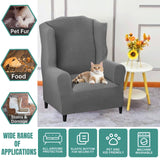 YEMYHOM 1 Piece Stretch Wingback Chair Slipcover Latest Jacquard Design Wing Chair Cover Non Slip Furniture Protector with Foam Rods for Living Room (Wing Chair, Light Gray) YEMYHOM