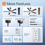 addlon Ceiling Fans with Lights, 52 inch Black Ceiling fan with Light and Remote Control, Reversible, 3CCT, Dimmable, Noiseless, Ceiling Fan for Bedroom, Farmhouse, living room, Indoor/Outdoor Use addlon