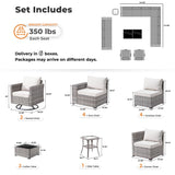 ovios 15 Pieces Patio Furniture Set, Outdoor Wicker Sectional Sofa with Swivel Chairs Coffee Table, Modern Modular Deep Seat Rattan Couch Conversation Sets, Beige ovios