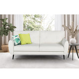 VAMEPOLE Sofa Couch, 60" Loveseat Sofa for Living Room, Mid Century Mini White Couch, Tufted Leather Love Seat Furniture, Comfy Office Sofa 2 Seat, Small Couches for Small Spaces, Bedroom, Apartment VAMEPOLE