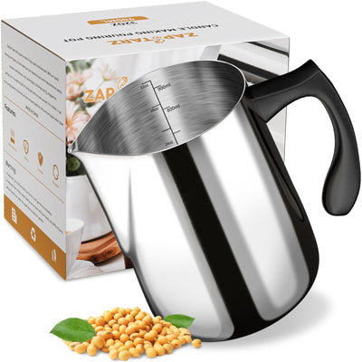 Zapstarz Candle Making Melting Pot Wax Pouring Pitcher, 32oz Stainless Steel Wax Melting Pitcher with Heat-Resistant Handle, Candle Making Pouring Pot Double Boiler