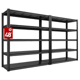 REIBII 48" W Garage Shelving 2500LBS Storage Shelves Adjustable Metal Shelving Heavy Duty Garage Shelves for Warehouse Pantry Basement 48" W x 72" H x 18" D, 2 Pack REIBII