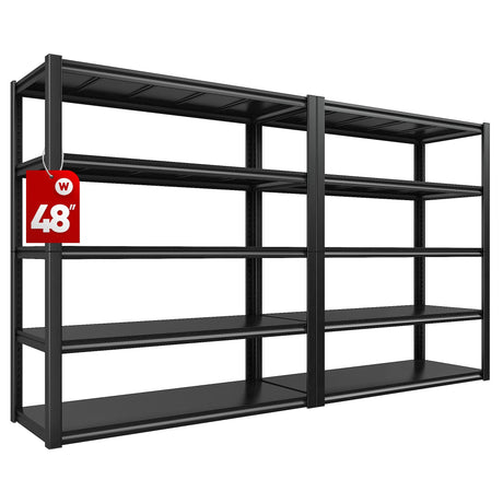 REIBII 48" W Garage Shelving 2500LBS Storage Shelves Adjustable Metal Shelving Heavy Duty Garage Shelves for Warehouse Pantry Basement 48" W x 72" H x 18" D, 2 Pack REIBII