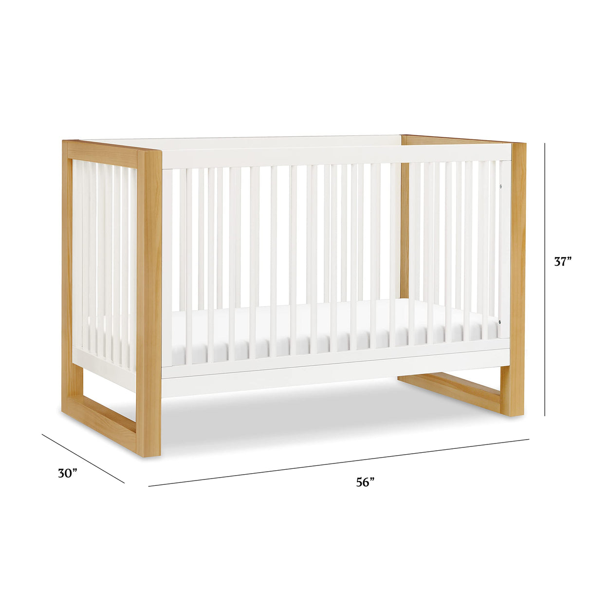 NAMESAKE Nantucket 3-in-1 Convertible Crib with Toddler Bed Conversion Kit in Warm White and Honey, Greenguard Gold Certified (M23301RWHY) NAMESAKE