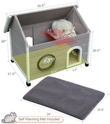 Rockever Outdoor Cat House, Feral Cat House Outdoor Weatherproof with Escape Door and Clear Windows for 2 Cats(with Self Warming Mat Rockever