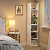 LITTLE TREE 70.9 Inch Tall Narrow Bookcase, Corner Bookshelf 6 Tier Cube Display Shelf Storage Organizer for Small Space, White LITTLE TREE