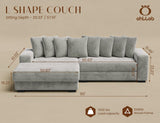 ohllob 110" Modular Sectional Sofa, L Shaped Couch with Chaise Lounge, Fluffy Corduroy Cloud Couch with Deep Seat for Living Room (Light Grey) ohllob