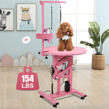 CIRONBOW 24" Electric Dog Grooming Table, Adjustable Fast Lifting Heavy Duty Dog Grooming Table for Small Dogs with Anti Skid Tabletop, Grooming Set, Remote,Tool Organizer and Arms,Pink CIRONBOW