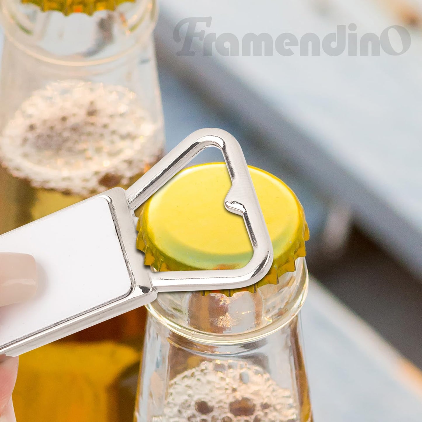 Framendino, 10 Pack Sublimation Blanks Keychains Metal Bottle Opener Transfer Sublimation Key Rings