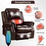 HAOMARKETS Classic Power Recliner Chair with Massage and Heat, Breathable Faux Leather Electric Recliner with USB Port, Overstuffed Reclining Sofa with Rivets for Living Room HAOMARKETS