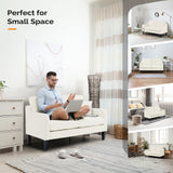 VINGLI Loveseat Mid-Century Modern Loveseat Sofa Couch 53" Wide 2 Seater Sofa Couch Love Seat with Scooped Armrest for Small Spaces, Living Room, Dorm, Bedroom, Apartment (Creamy White) VINGLI