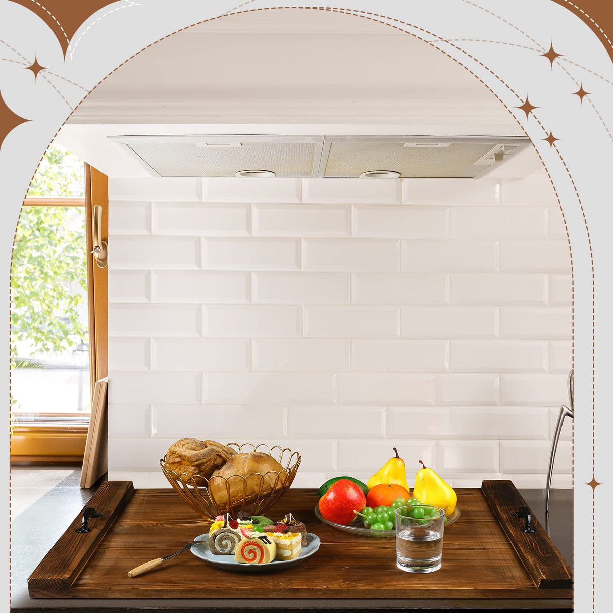 Chunful Stove Top Cover Board 30 x 22 Inch Wood Stove Top Cover Rustic Noodle Board Stove Cover with Handles for Electric Stove Gas Burners Kitchen Counter(Brown) Chunful