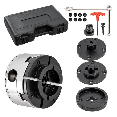CXRCY 4Inch Lathe Chuck Set for Woodworking, 4-Jaw Self-Centering Wood Lathe Chuck Set with1"x8TPI Thread & 1"x8TPI Adapter & Case (4PCS Jaws) CXRCY