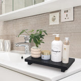 Farmhouse Black Bathroom Tray Organizer Wooden Dish Soap Dispenser Tray Kitchen Sink Tray for Bathroom Counter Decor Wood Riser Pedestal Stand Decorative Bathroom Vanity Accessories Soap Holder Tray Ayiaren