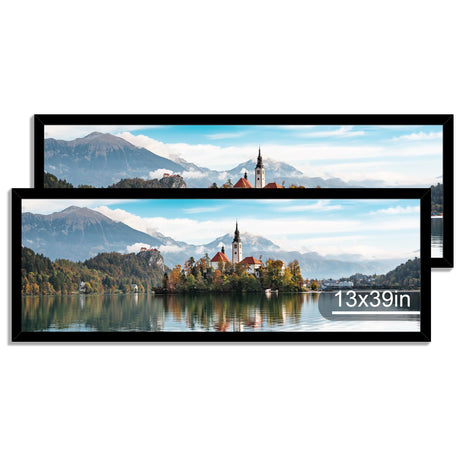 Hongkee 13x39 Puzzle Frame 2 Packs, Real Glass and Black Wood Frame, Display Panoramic 13 x 39 Picture Frames - Horizontal or Vertical Wall Mounting Hongkee