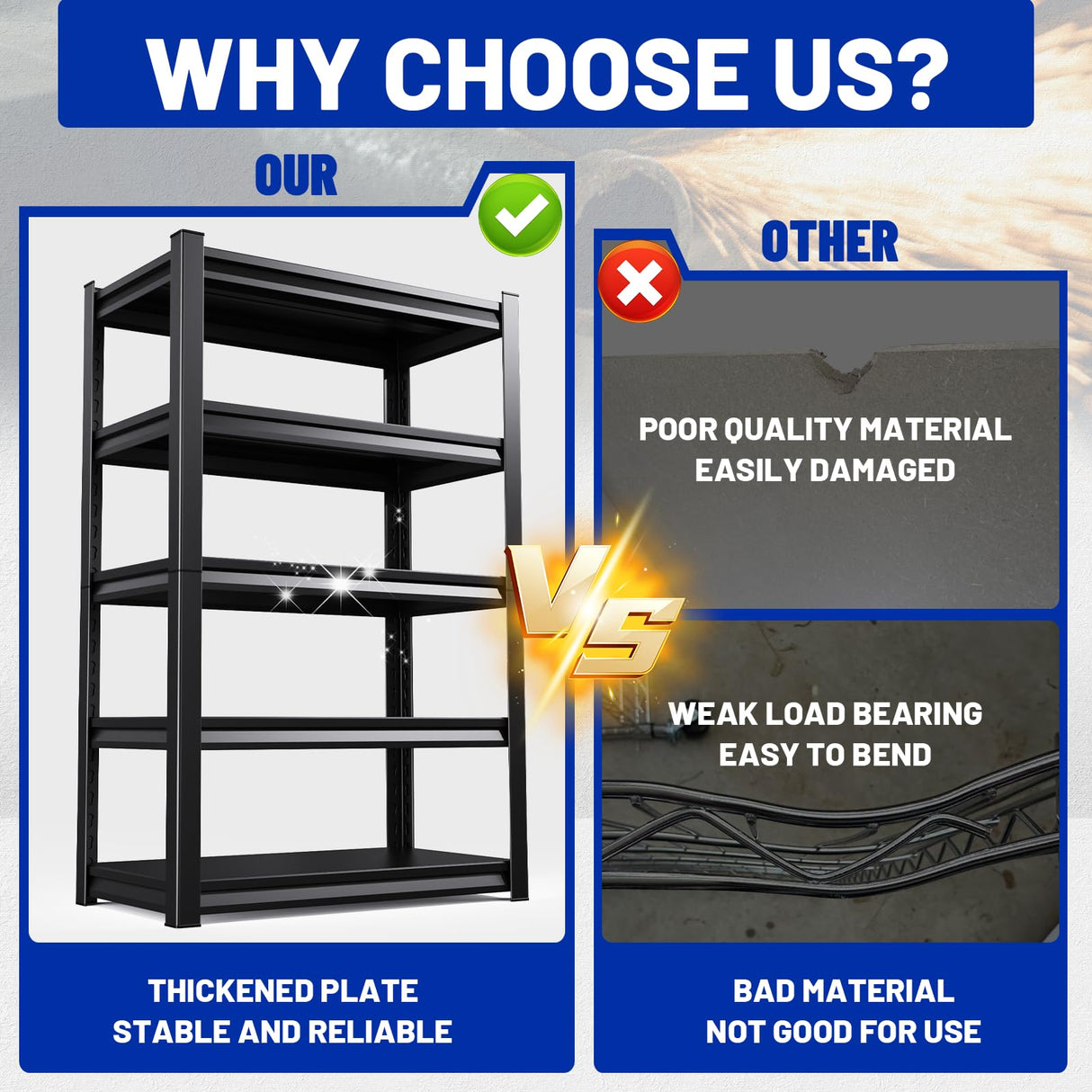 EWZXDB 59''W Garage Shelving,5T Storage Shelves Metal Shelving,3000lb Heavy Duty Shelving Units and Storage with Adjustable Shelves 72''H*59''W*19.7''D EWZXDB