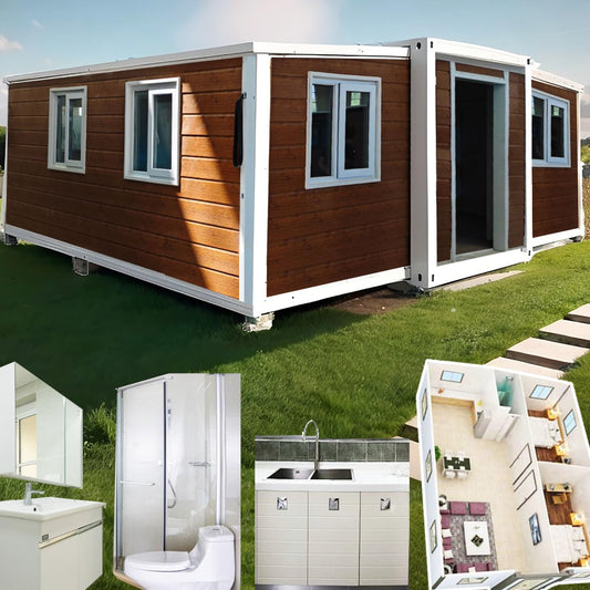 40 FT 3 Bedroom Foldable Expandable Container Prefab Home Tiny House to Live in for Adults Mobile Modular casa contenedor para Vivir Mini Live Houses for Sale,with Toilet Kitchen Bathroom - WoodArtSupply