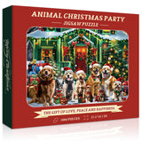PICKFORU Christmas Puzzles 1000 Pieces, Dog Puppy Puzzle for Adults, Cat Jigsaw Puzzles Winter Holiday, Animal Challenging Puzzles for Adults PICKFORU