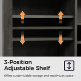 RoyalCraft 52'' Wine Bar Cabinet with Storage, Farmhouse Liquor Coffee Bar Cabinet for Home, Large Buffet Table with Drawers, Sliding Barn Door, Wine & Glass Rack, Dining Room, Rustic Dark Grey RoyalCraft