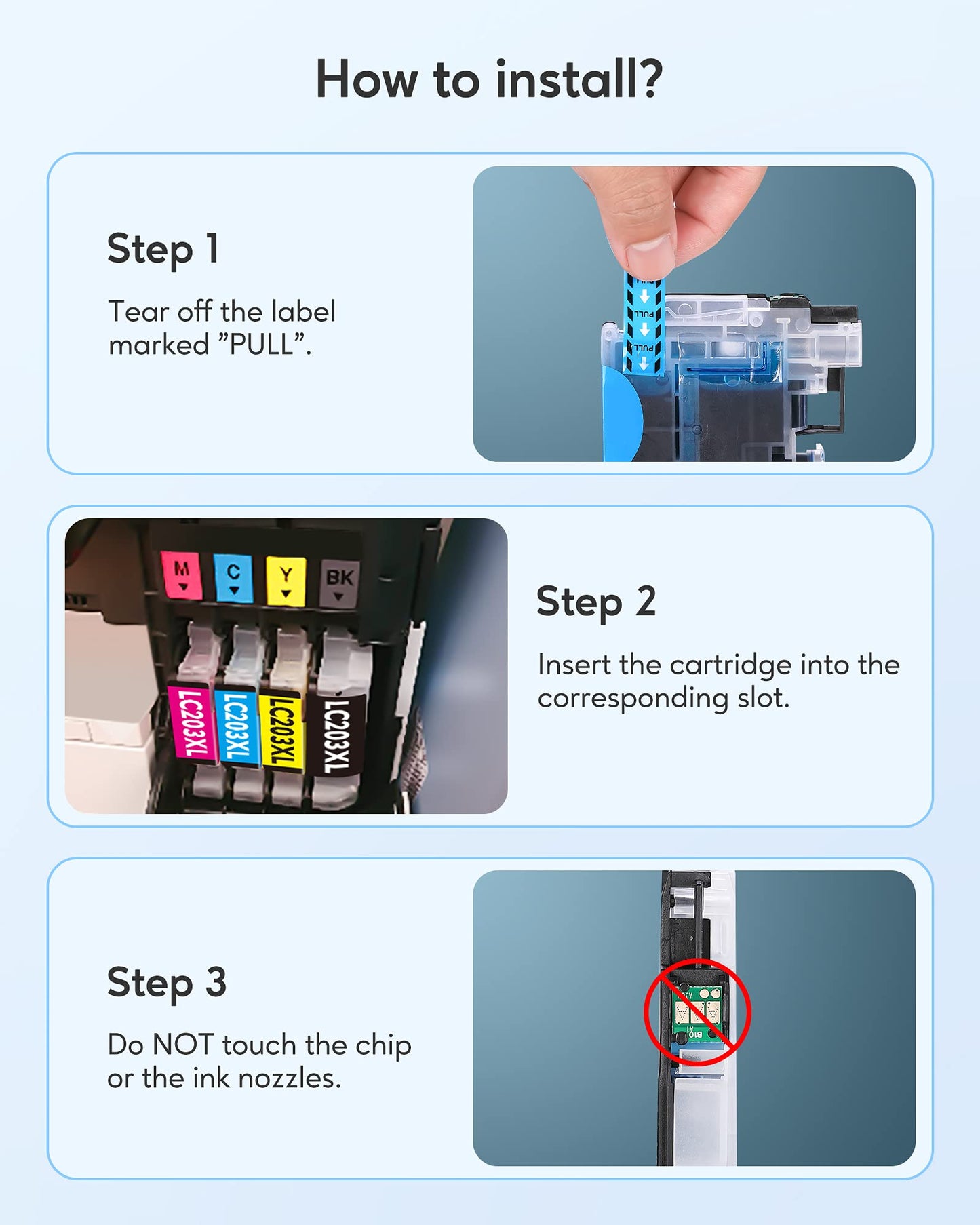 LC203XL Compatible Ink Cartridge Replacement for Brother LC203XL LC201XL LC203 LC201 to Use with MFC-J480DW MFC-J880DW MFC-J4420DW MFC-J680DW MFC-J885DW (2 Cyan, 2 Magenta, 2 Yellow, 6 Pack)