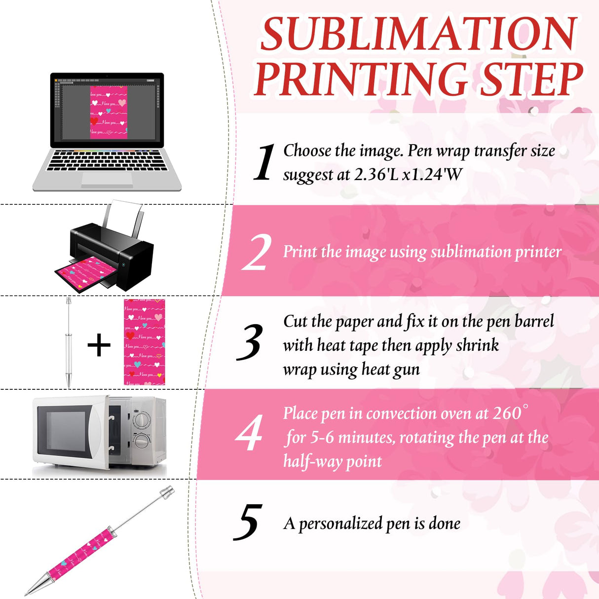 Spakon 36 Pcs Sublimation Beadable Blank Pens Metal Bead Pens DIY Heat Transfer Ballpoint Pen Black Ink Pen Personal Customization Pen Gift for Guest Wedding Students Teacher Office School Spakon