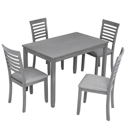 LKTART 5 Piece Dining Table set,Wooden Rectangle Small Kitchen Dinner Table set for 4 with Upholstered Chairs, Breakfast Table set for 4 Person, Apartment,Space-Saving (Dark Grey 45.5"L 28.5" - WoodArtSupply