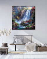 5D Landscape Scenery Diamond Art Kits for Adults Beginners,DIY Full Round Drill Diamond Painting Kits Waterfall, Paint by Diamonds Dot Gem Art Crystal Mountain Easy,Home Wall Decor 13.7X13.7Inch CHWGLFGG