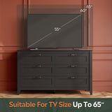 WLIVE 6 Drawer Dresser, Retro Chest of Drawers with Metal Handle, Double Wood Dresser for Bedroom, Living Room, Large Storage Cabinet, Black WLIVE