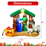 Hazms 7 FT Christmas Inflatable Decoration Nativity Sets for Christmas Outdoor Jesus Nativity Scene Christmas Inflatables Built-in LED Lights Blow Up Inflatable, Outdoor Decor Hazms