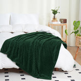 Puncuntex Green Throw Blanket 50"×60" Decorations Fleece Super Soft Plush Fuzzy Cozy Blanket with Square 3D Jacquard Grid Design Luxury Lightweight for Couch Sofa Chair,Dark Forest Green Puncuntex