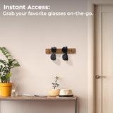 Spaceneat Sunglass Holder for Wall - Keep Your Eyewear Safe & Secure - Eyeglass Organizer for Multiple Glasses Display, Hanging Sunglasses Storage Stand, Reading Glasses Holder Rack - Walnut, 5 Slot Spaceneat