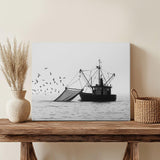 VETEB Paint by Numbers Kit for Adults Beginner Silhouette Shrimp Fishing Boats seas Pictures DIY Framed Painting on Canvas by Numbers Acrylic Oil Painting Home Decor Gifts 16"x20" VETEB