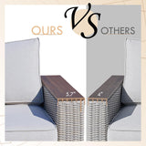 PaPaJet 6-Piece Patio Furniture Set, Wicker Patio Conversation Set with Solid Wood Armrests &Thick Legs, UV-Resistant Outdoor Sectional Sofa for Backyard, Porch, Garden(88"+63"+37") PaPaJet