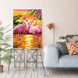 LYKEJI Diamond Art Kits for Adults 5D DIY Full Drill Round Diamond Painting Kits,Flamingo Pattern Diamond Arts Craft,Home Decoration and Room Wall Decor,Gift for Friends and Family LYKEJI