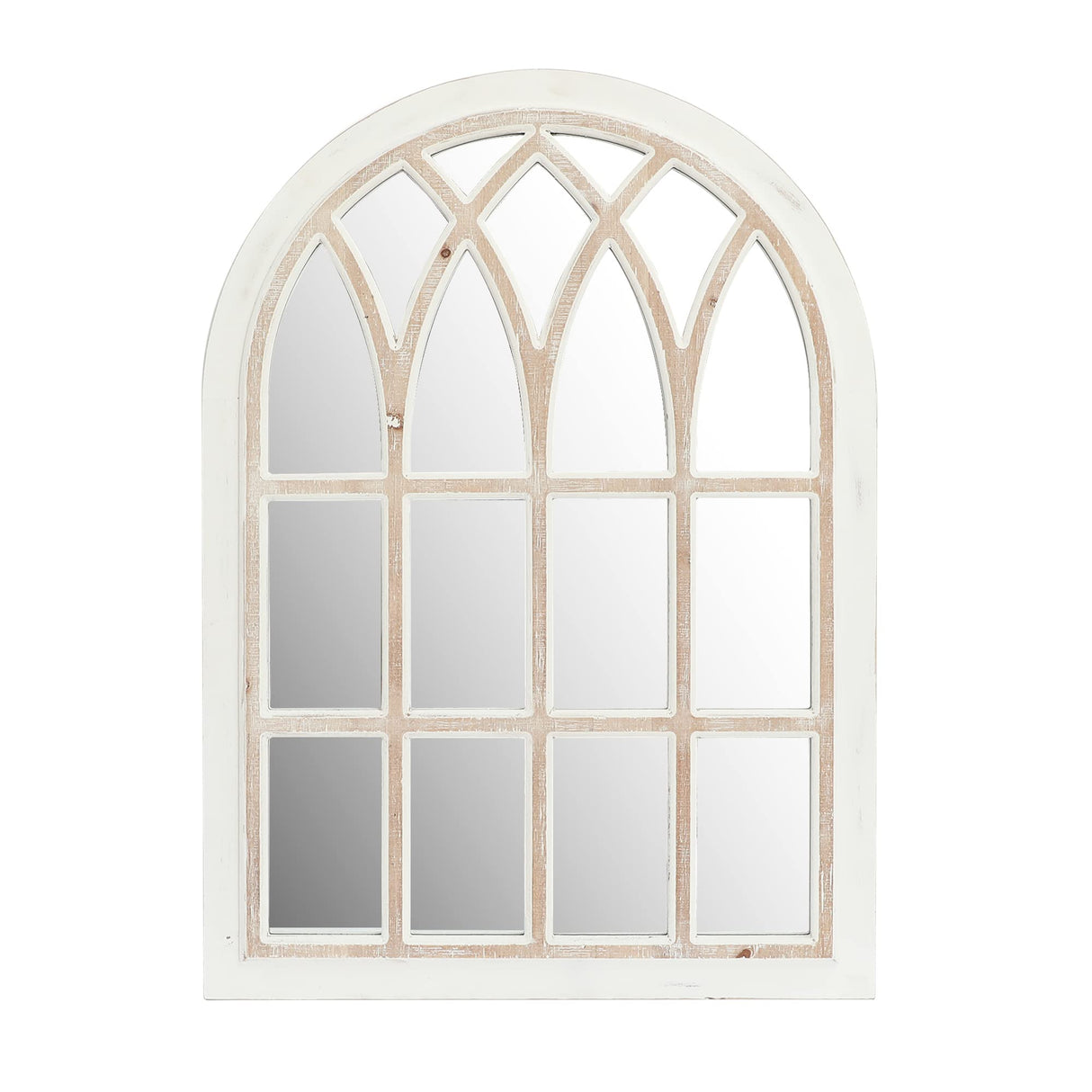 FLORA Farmhouse Window Pane Mirror, Large Decorative White Wall Mirror for Living Room Kitchen Entryway, 24 L x 34 FLORA